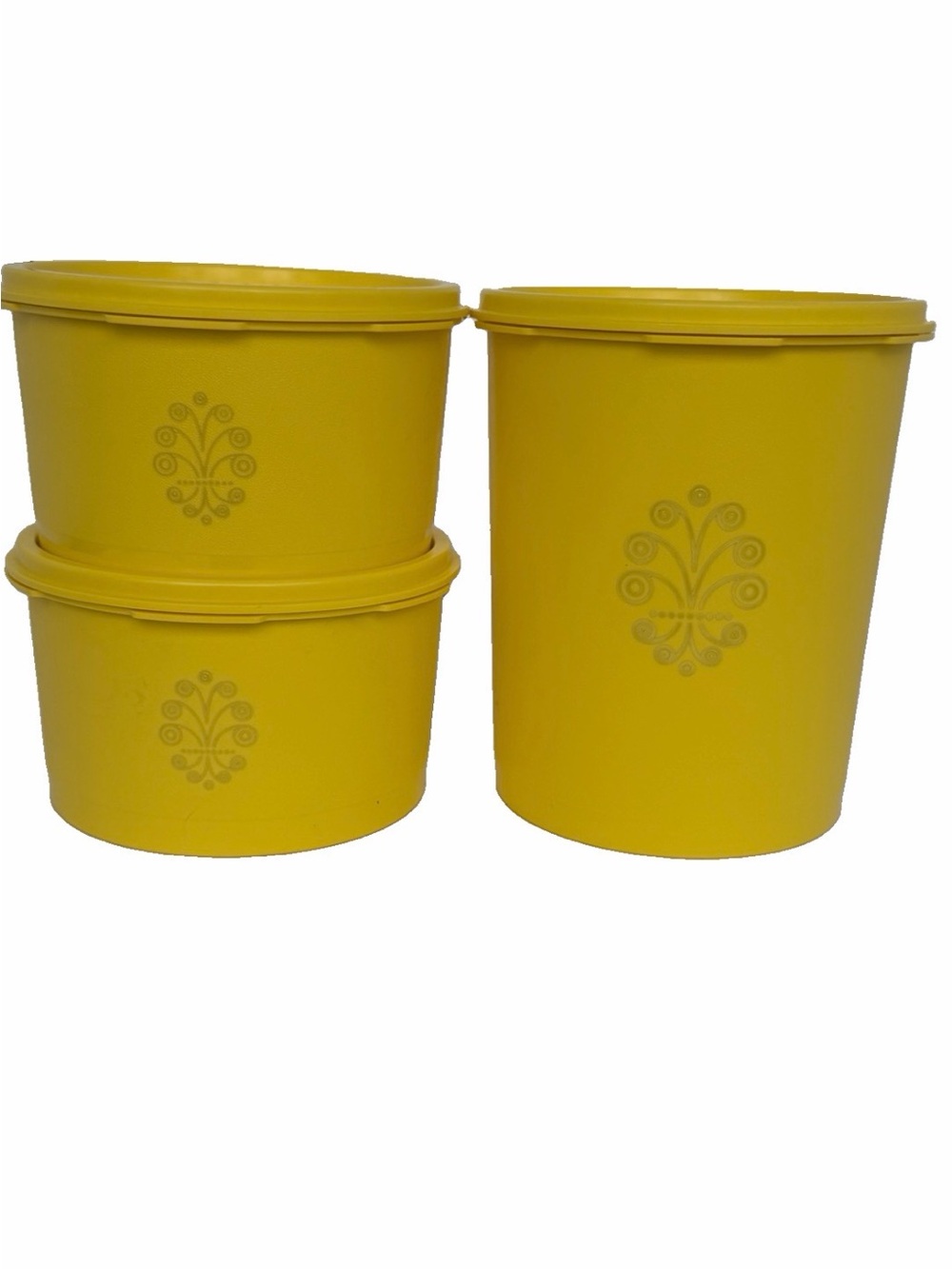 Vintage Tupperware Servalier Yellow Harvest Gold Canister Storage Set + Lids NEW
